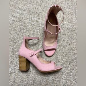 Pink Block Heel Sandals